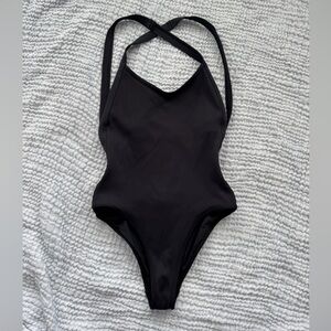 L*Space Black Cross-Back Swimsuit